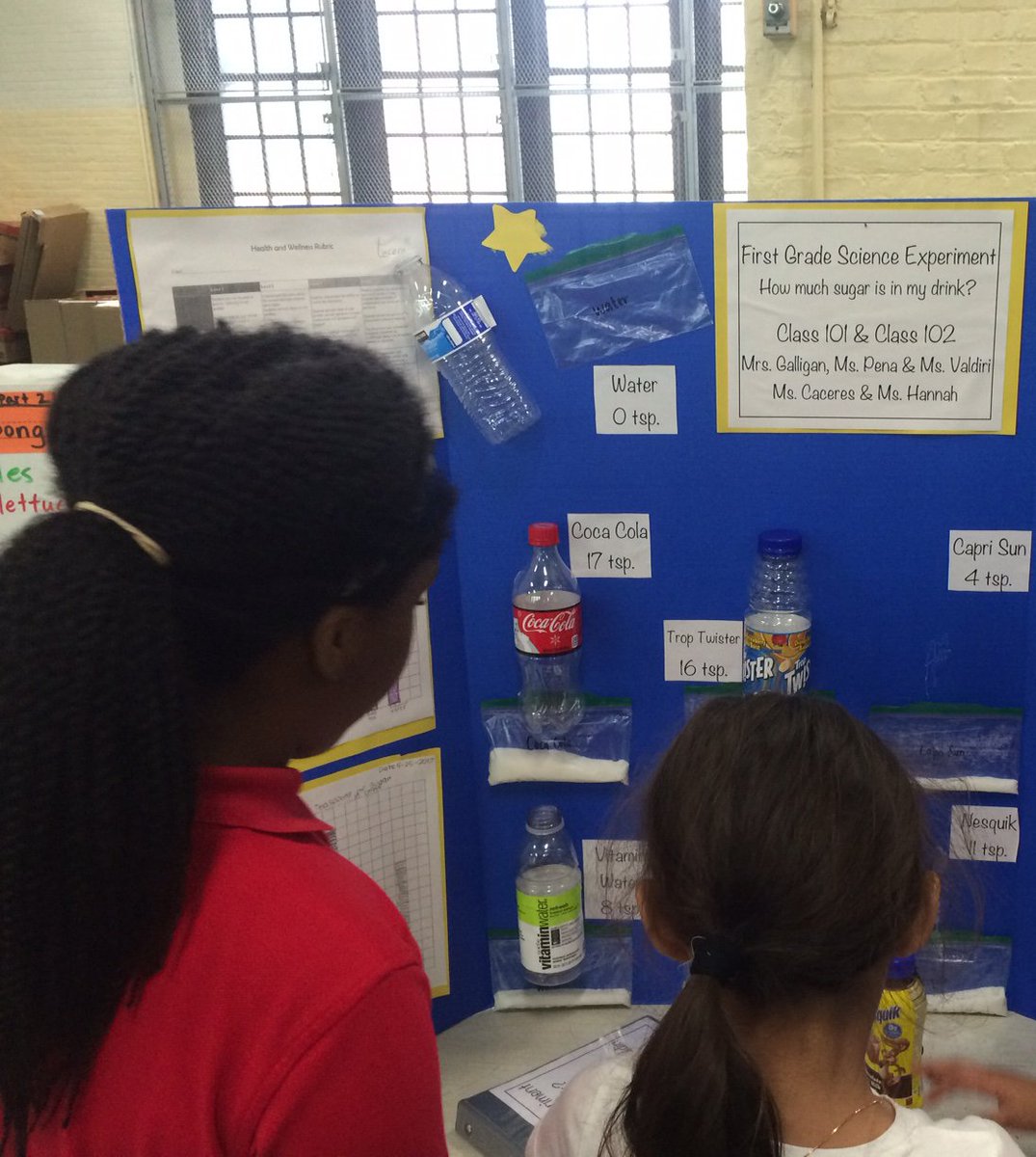FoodCorps's tweet photo. How much #sugar is in your drink? These first graders with FoodCorps member Hannah in the Bronx found out &amp; shared their learnings. #not62 https://t.co/8Ii1ZjjJvz