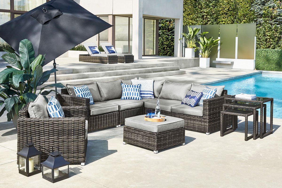 gluckstein patio umbrella Treasure Garden 11' Octagon Aluminum Flex Market For clips and small parts Outdoor Dining Gluckstein Patio Furniture