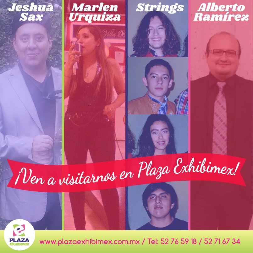 PlazaExhibimex's tweet photo. ¡Disfruta tu comida con nuestras diversas presentaciones musicales en @PlazaExhibimex! #JeshuaSax #MarlenUrquiza #Strings #AlbertoRamirez https://t.co/52KrgQny77