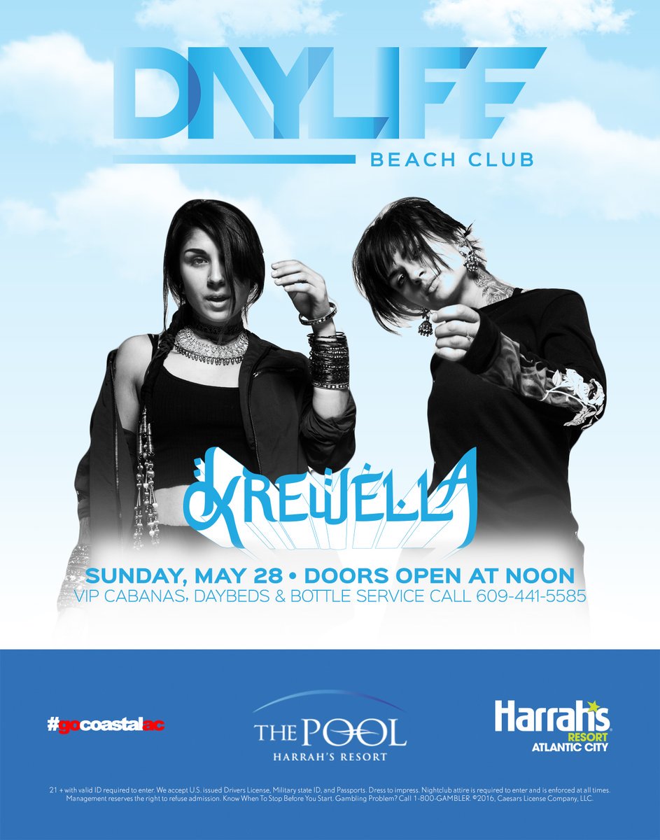 Chiriitis's tweet photo. Atlantic City Krew!! come day party with us on 5/28!
Tix: https://t.co/pS7FEjQu2y by #Krewella via @c0nvey https://t.co/ErcFerdRQK
