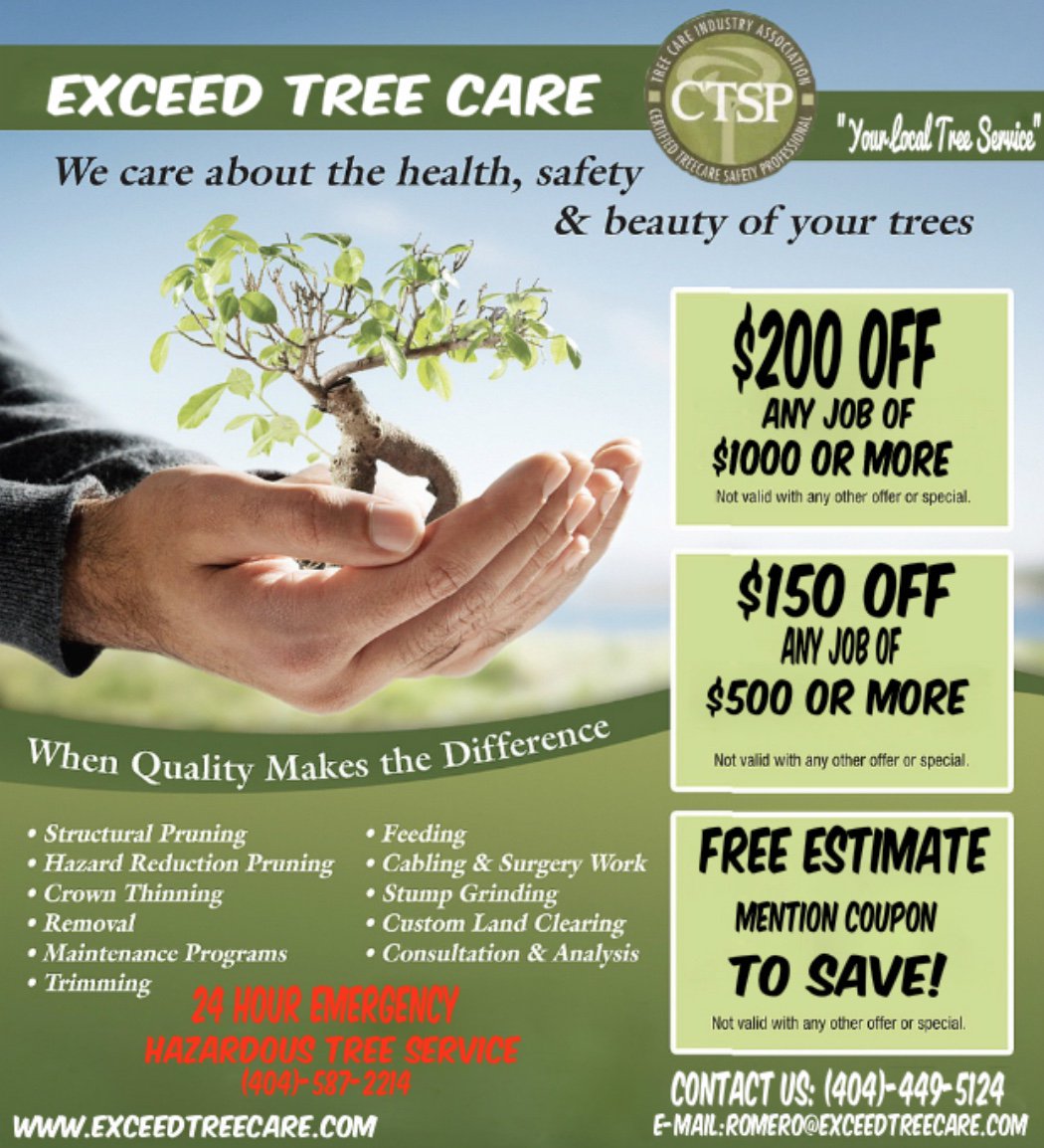 ExceedTree's tweet photo. Start your SAVINGS now by using our Top developed Coupon this summer. Being Your Local tree Service is a Honor! #SouthForsyth #Forsyth #Save https://t.co/koaRncuf9F