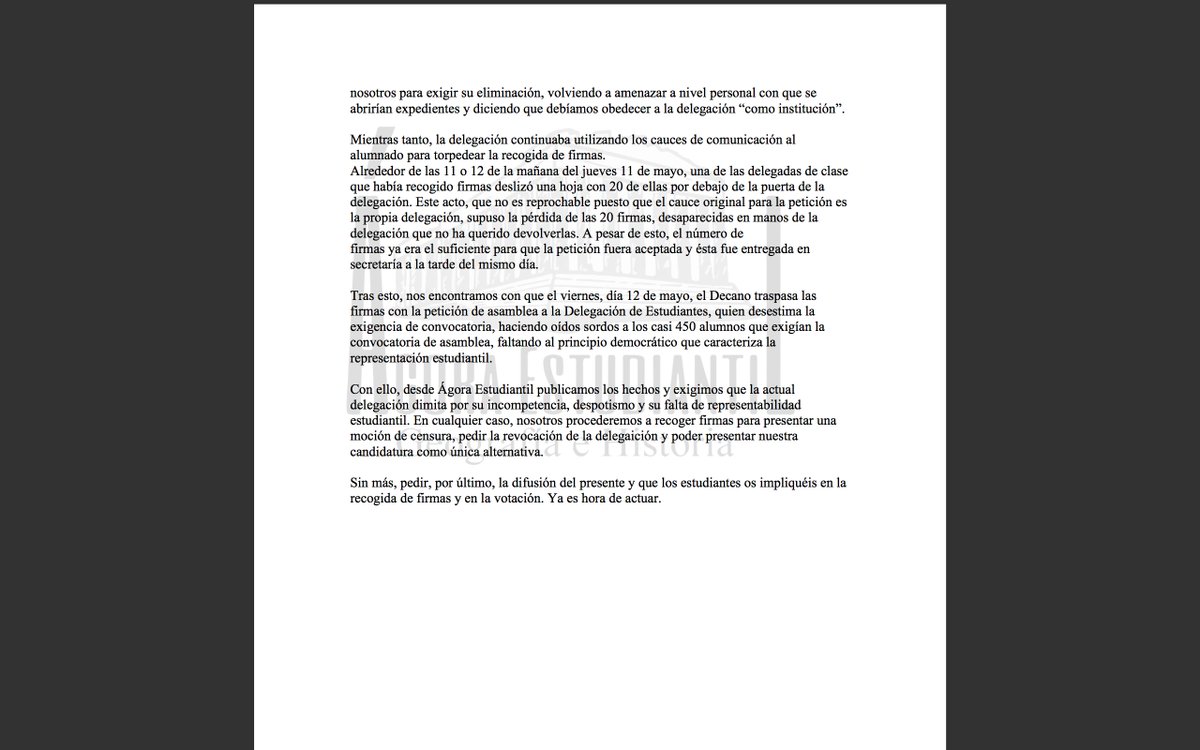 AgoraEstudiant's tweet photo. ¡Difundid lo que ha pasado en la Facultad de GeH! https://t.co/GhSZYZRcZ9
