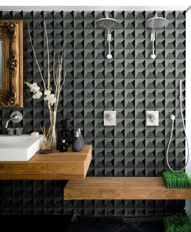MKaksiOy's tweet photo. Poly-Hedric #kylpyhuonetapetti #WETSYSTEM #Wallanddeco #tapettikuvio upea #3D illuusio wc-tilaan. Vailla ideoita?kts https://t.co/E8TgsKKKR0 https://t.co/qgHJbYfHjg