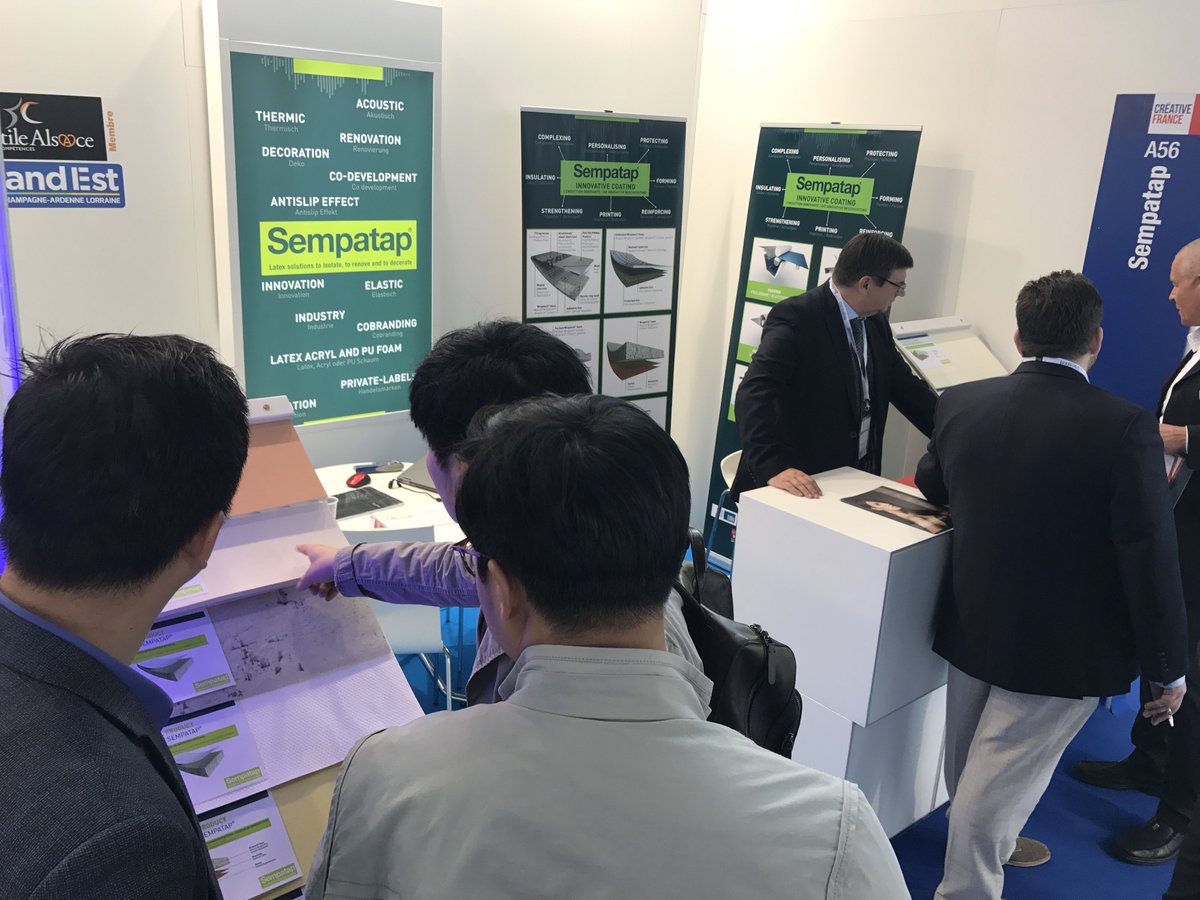 TextileAlsace's tweet photo. #techtextil @sempatap HALL 3.1 A56 https://t.co/e8Q93kg2XW latex coating:phonic & thermal absorption & insulation protection #Techtextil2017 https://t.co/eg2ZmilEYj