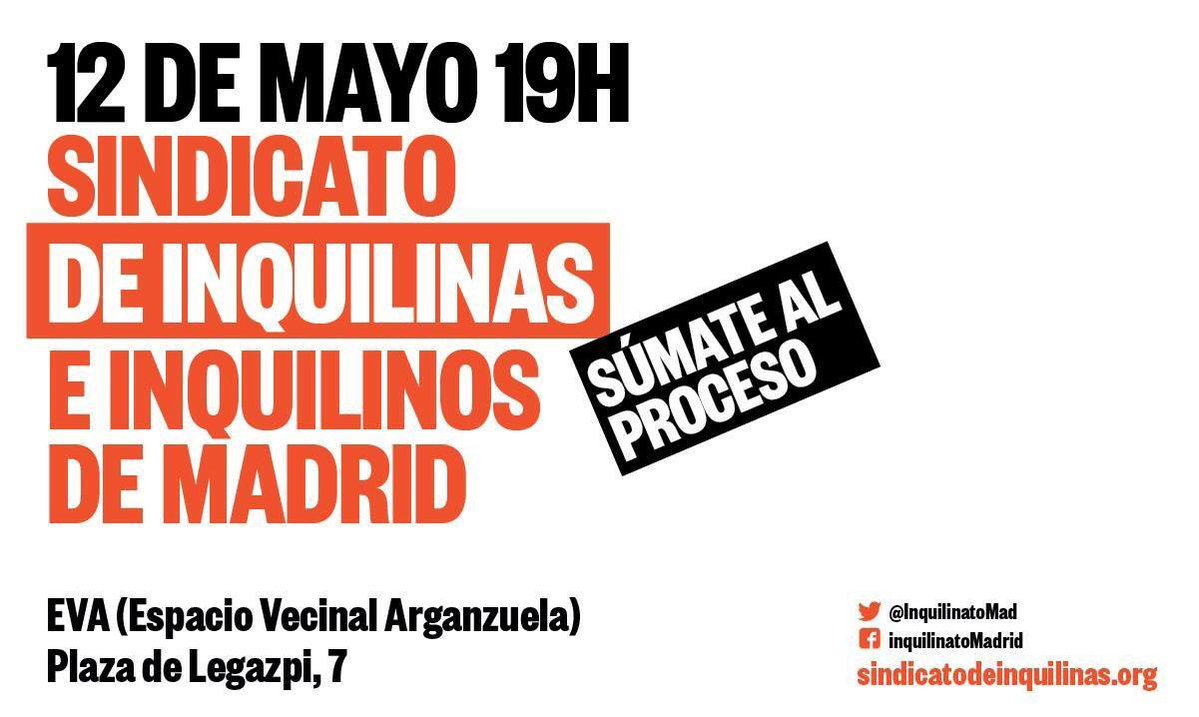 No te olvides: hoy a las 19h en el <a href="/evArganzuela/">ⓔⓥⓐ | Espacio Vecinal Arganzuela</a>, presentamos el proceso de creación del sindicato. Porque la unión hace la fuerza.