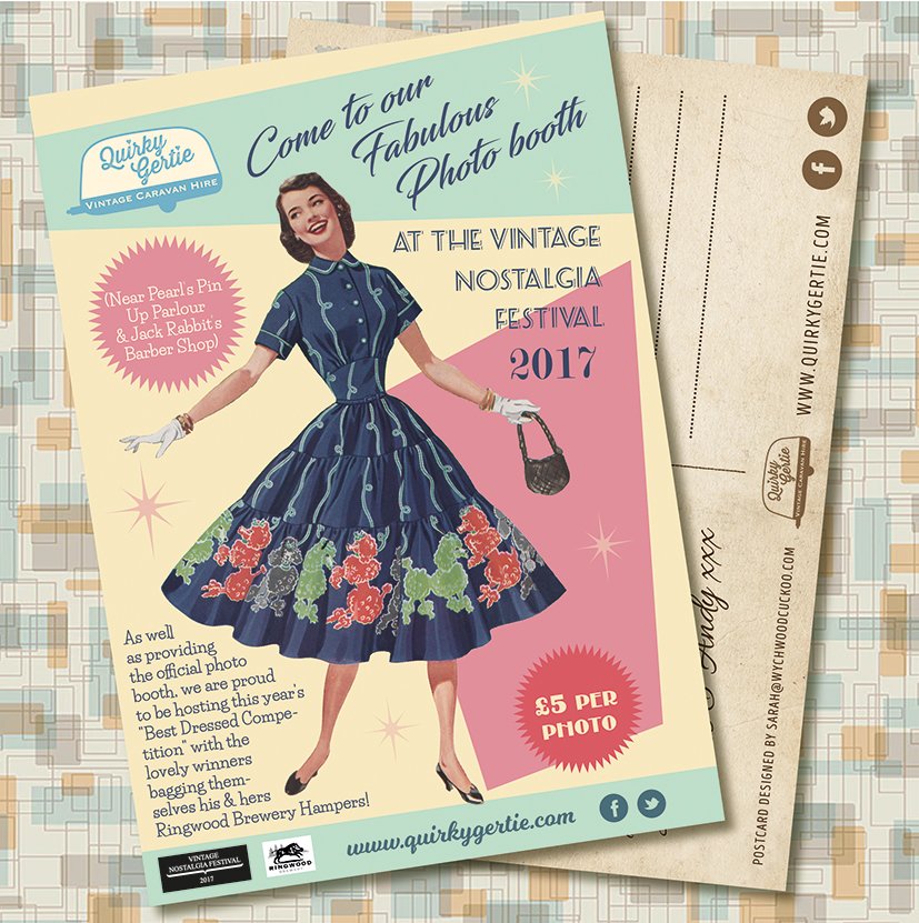 Postcard for <a href="/quirkygertie/">Gertie</a> for their photobooth at @nostalgia2012 <a href="/Pearlspinup/">Pearl'sPin-upParlour</a> #vintagestyle #vintage #GraphicDesigner