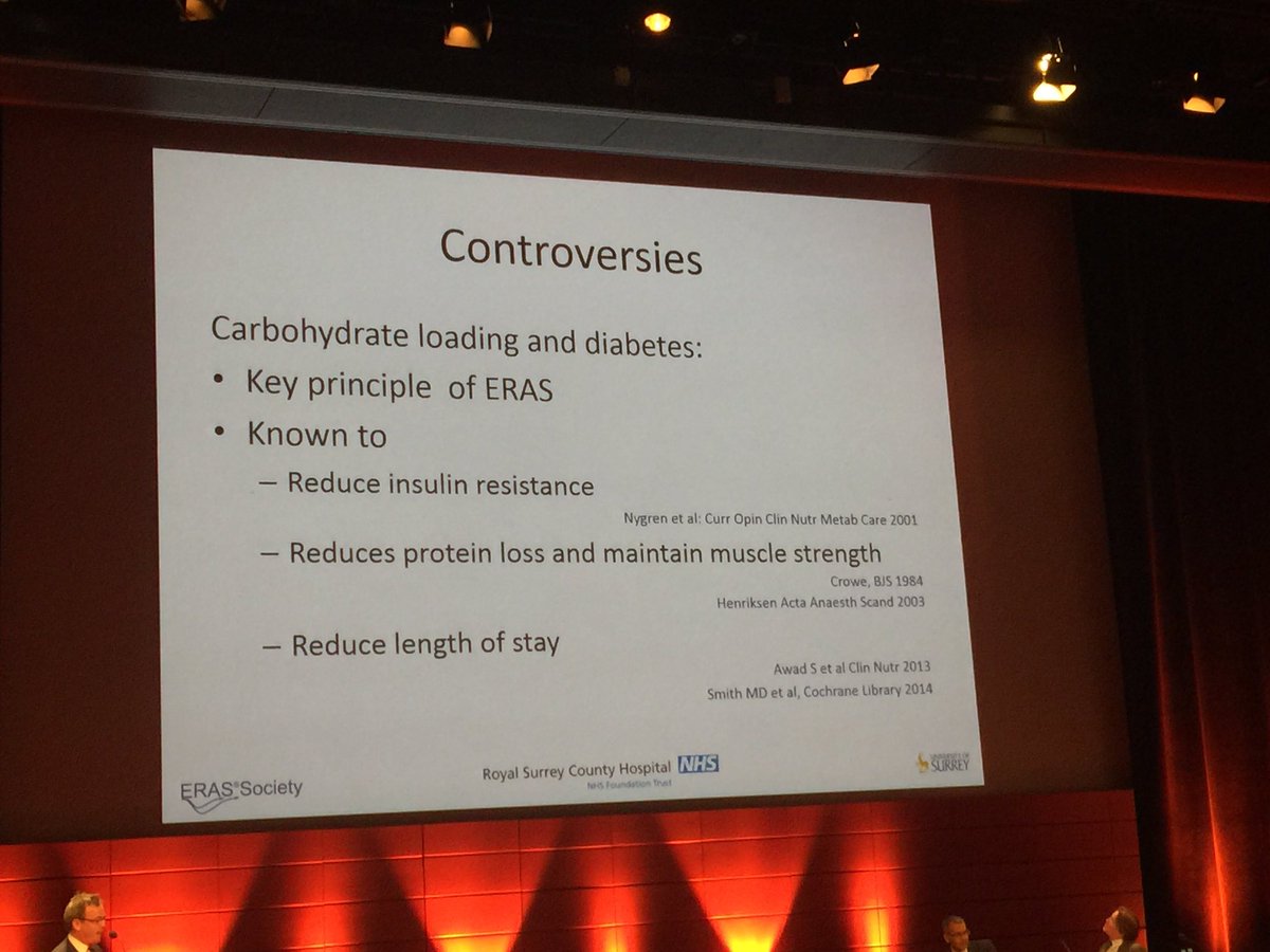 chrisnjones's tweet photo. Controversy...diabetics and preop CHO loading. What to do? #eras2017 https://t.co/p1cOxUgoNx
