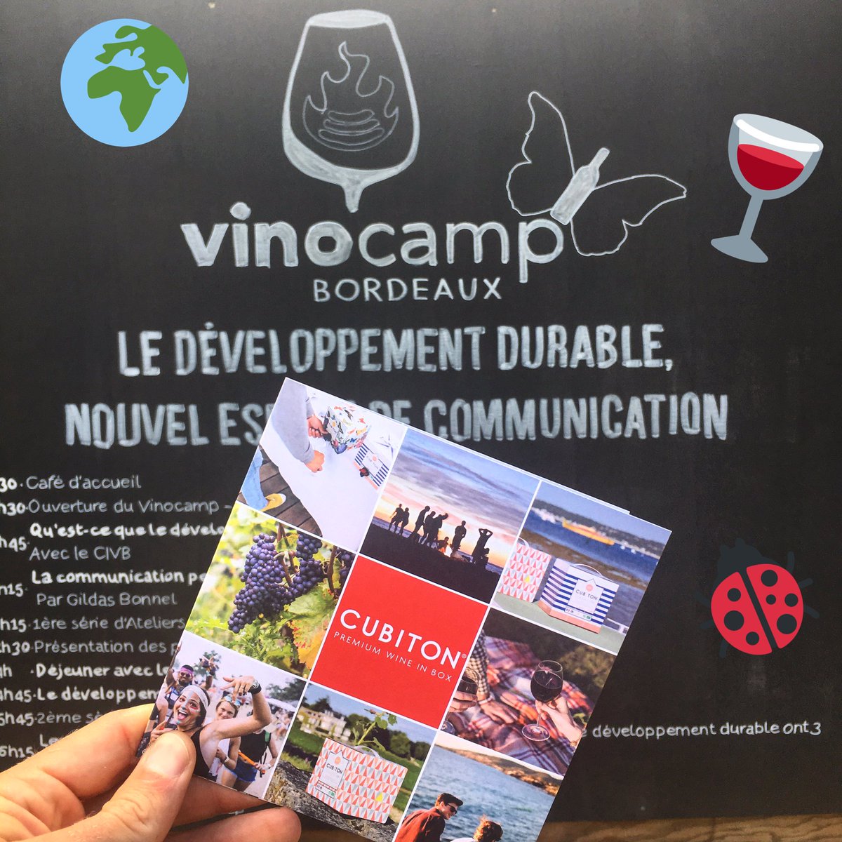Merci <a href="/vinocamp/">Vinocamp France</a> ! Belle journée à @DarwinBdx (<a href="/Bordeaux/">Bordeaux</a>👌🏼) ! Réflexions > #vinbio #innovation #DeveloppementDurable #communication 😀🍷🌎🌿