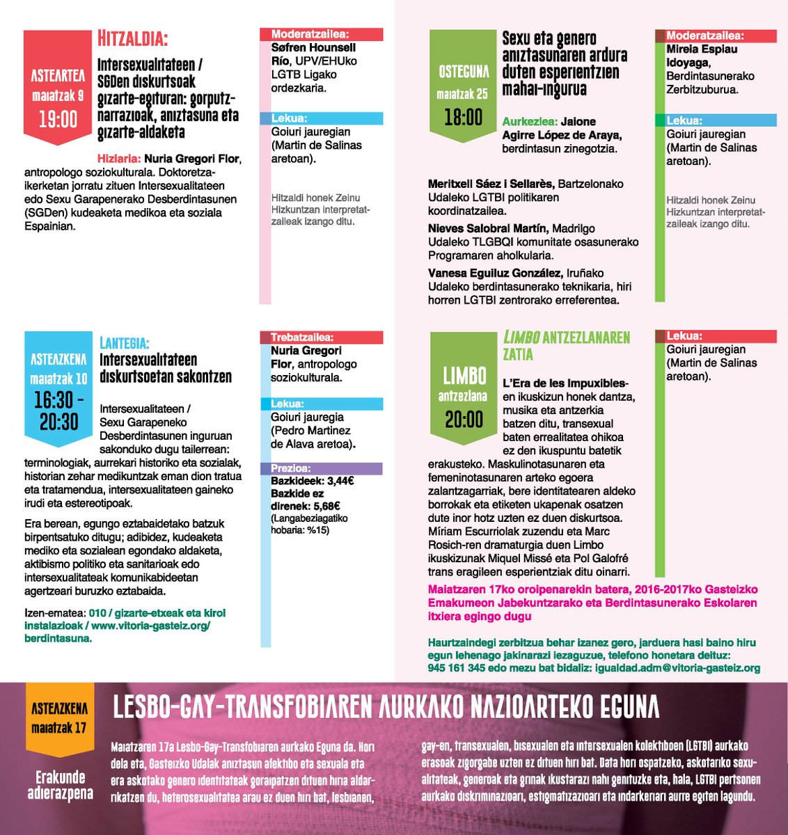#17M, Día contra la Lesbo-Gay-Transfobia. Consultad la programación / #M17, Lesbo-Gay-Transfobiaren aurkako Eguna. Programazioa kontsultatu.
