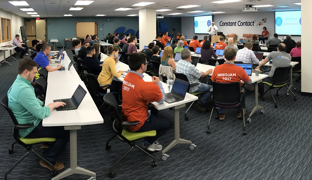 NewfoldDigital's tweet photo. This week, @ConstantContact held its Innovation Jam, where employees come together to innovate, hack, and pitch new ideas! https://t.co/yKZdXUcwPe