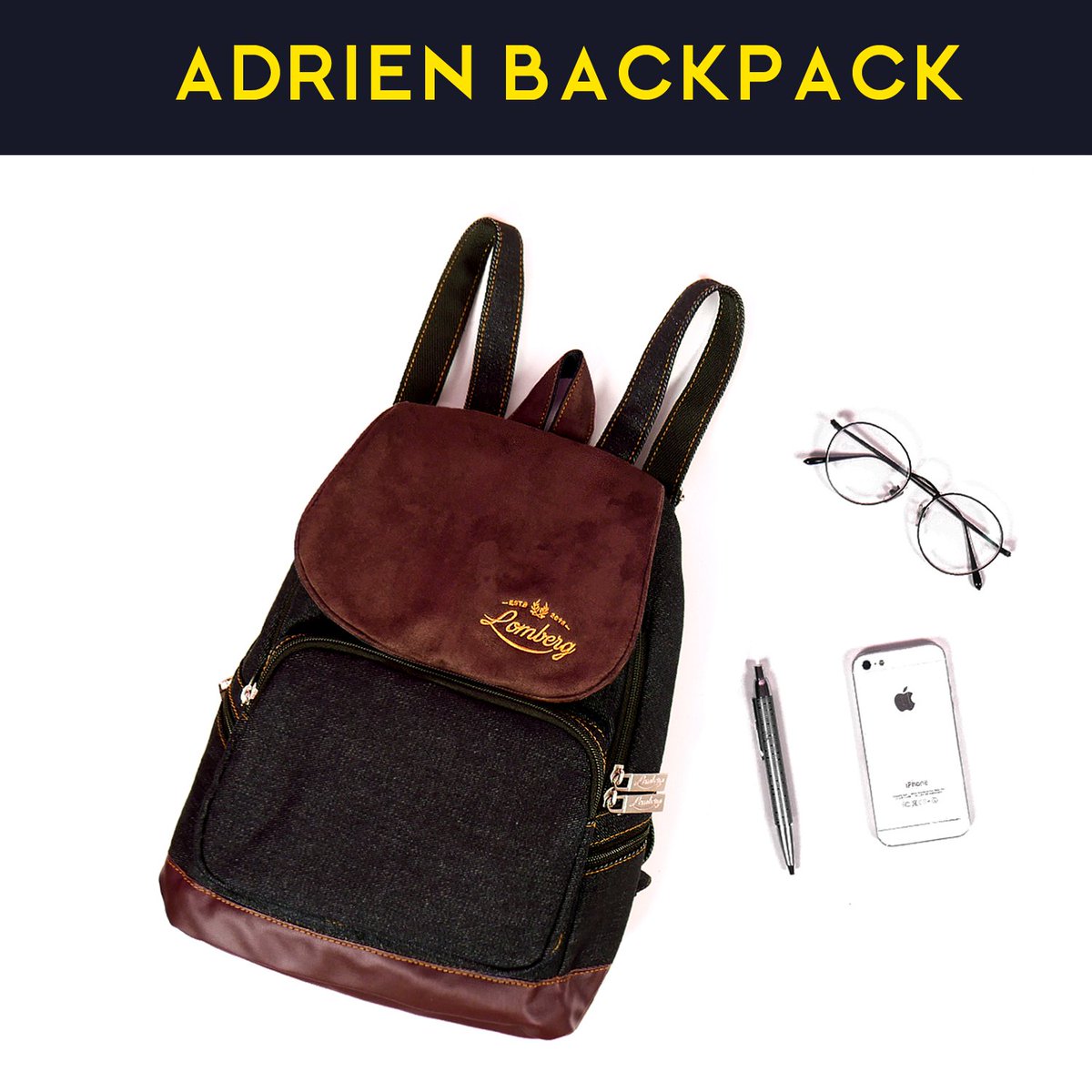 NEW PRODUCT! Lomberg Adrien Backpack, terbuat dari dry denim black 12oz. Harga spesial 179rb, detail lengkap ada di lombergbags.com
