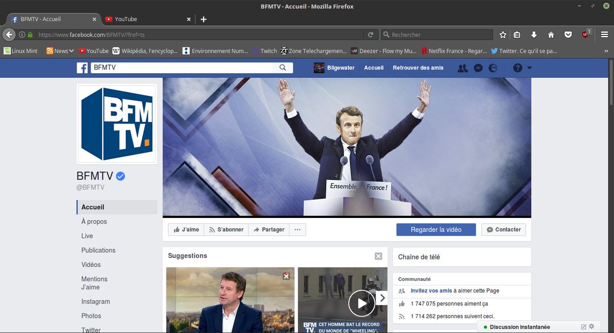 IvoTeParle's tweet photo. J'arrive pas à savoir si c'est la page FB de Macron ou de @BFMTV... 😓

Aaaah c'est la page de BFMacron ?! https://t.co/D85mYWVubF