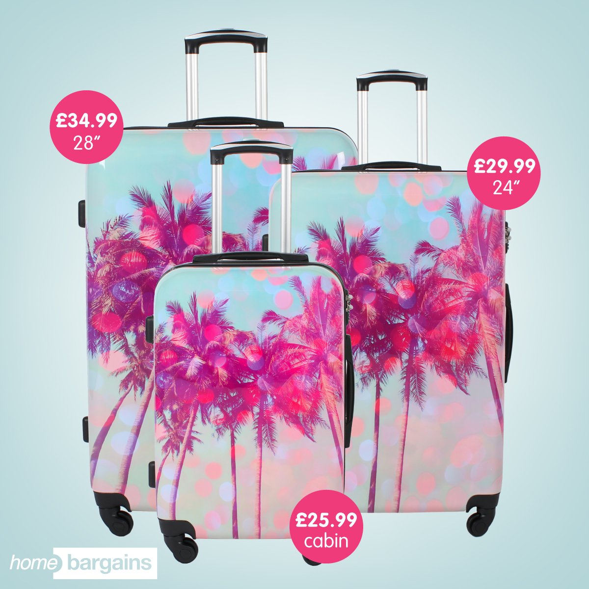 home bargains suitcases pink