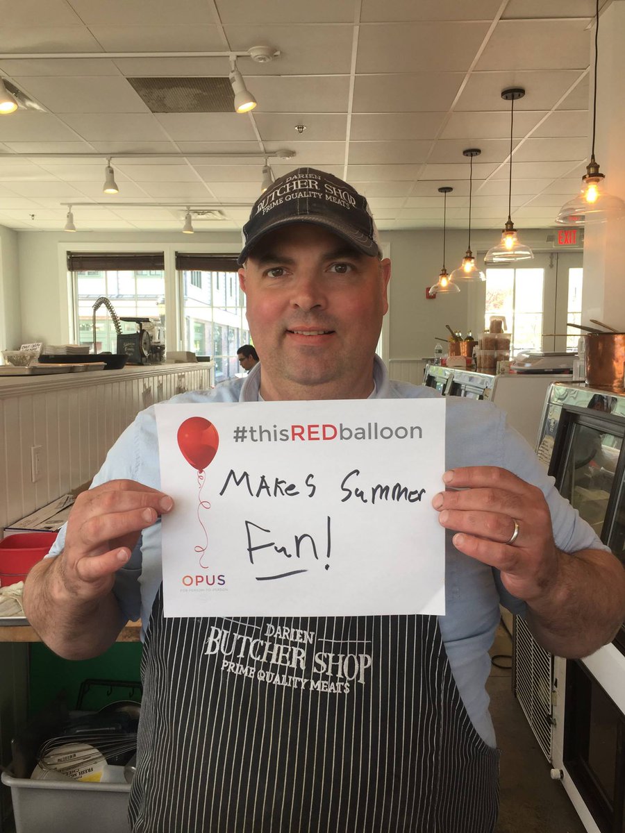OPUS4P2P's tweet photo. Darien Butcher Shop hopes #thisREDballoon "makes summer fun" for kids in our community! Join our campaign https://t.co/OR6qEpMPBk! https://t.co/K06GxGywGS