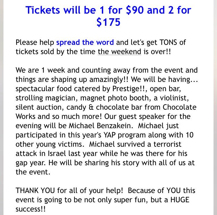 EthanStein's tweet photo. Strength to Strength's Young Executives Spring Soiree is having LagB'Omer Flash Sale! https://t.co/kSHmU6BZda #7WorldTrade 5/18 @sarrisinger https://t.co/d3vAAM9V3e