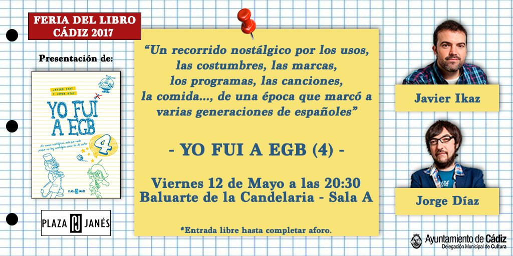 FLCadiz_'s tweet photo. !!HOY en la Feria del libro @FLCadiz ¡¡📚
⌚️20:30/SALA A  @YofuiaEGB https://t.co/YQjlSf08i5