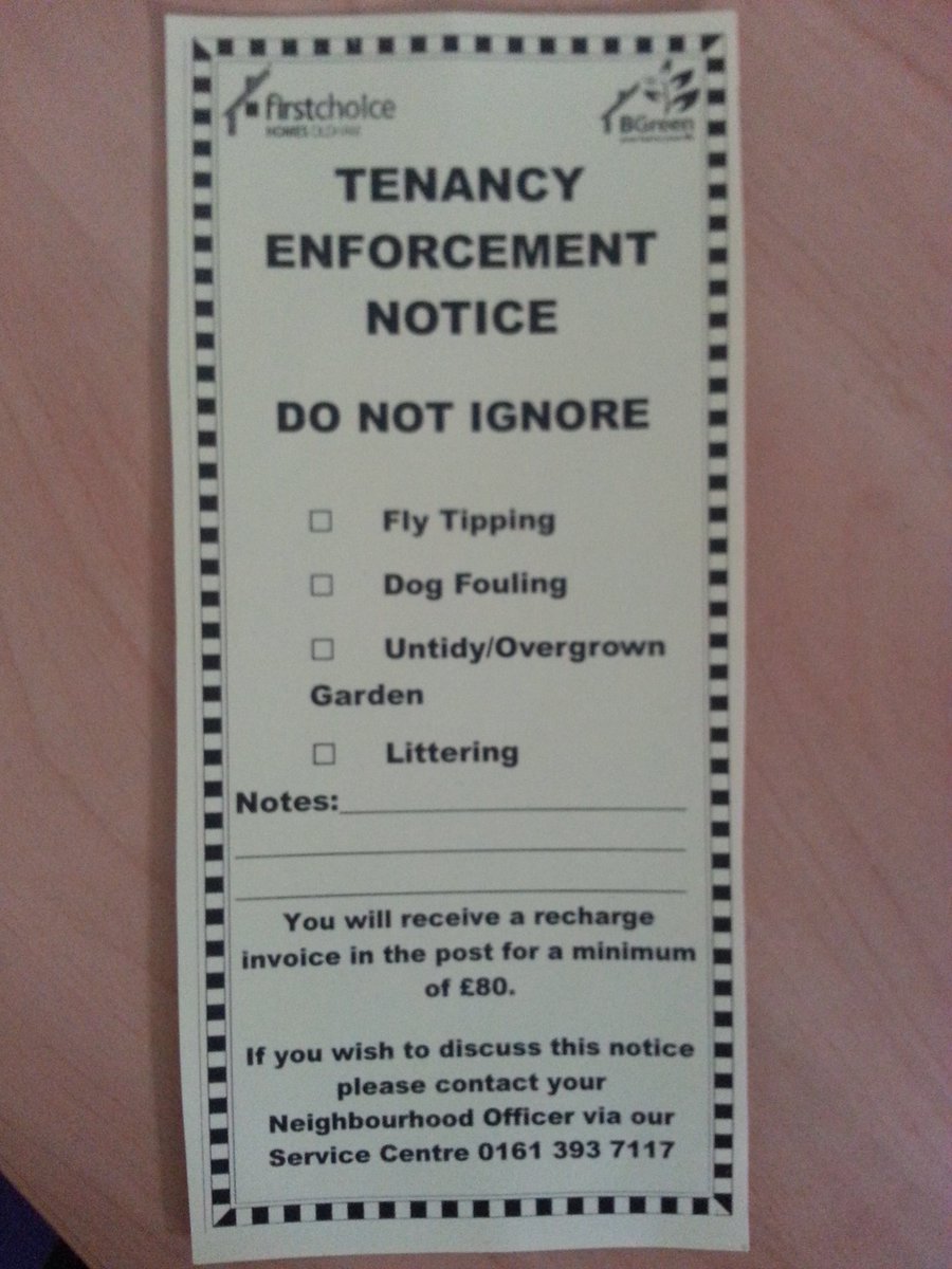 Tenancy Enforcement Notices ready to use in BGreen.Keep your garden and area clean to avoid.