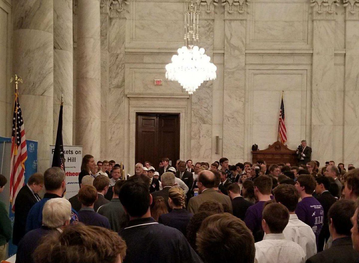 CVHSGrizzlies's tweet photo. Creekview's 3 rocketry teams at the "Rockets on the Hill" reception at the Russell Senate building in Washington DC. https://t.co/ya2lxAjH6u