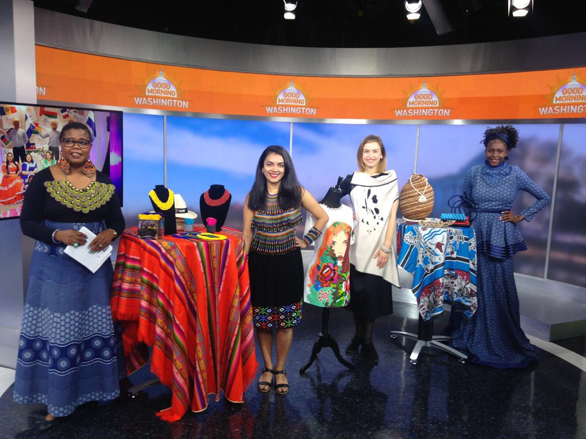 EmbajadaEcuUSA's tweet photo. We thank @ABC7GMW for inviting #Ecuador to feature cultural fashion during the #GMW Recap: A taste of the Around the World Embassy Tour https://t.co/VY2v3AM1Ms