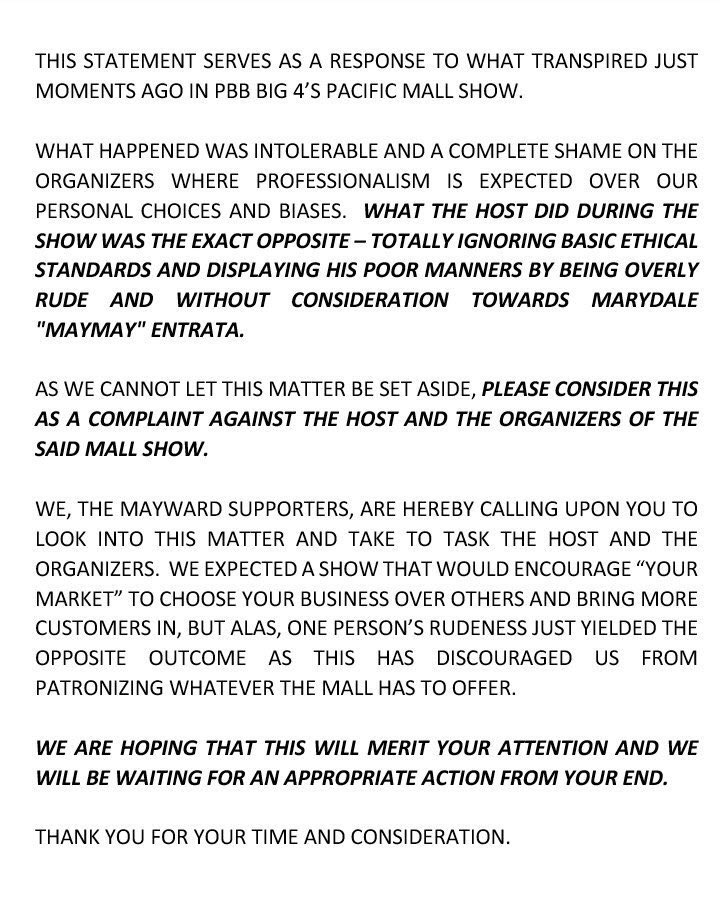 itizdahlia's tweet photo. TO THE MANAGEMENT : @starmagicphils @PBBabscbn @StarMusicPH @OneMusicPH 

RESPECT MAYMAY ENTRATA https://t.co/UoK9zF3DpC