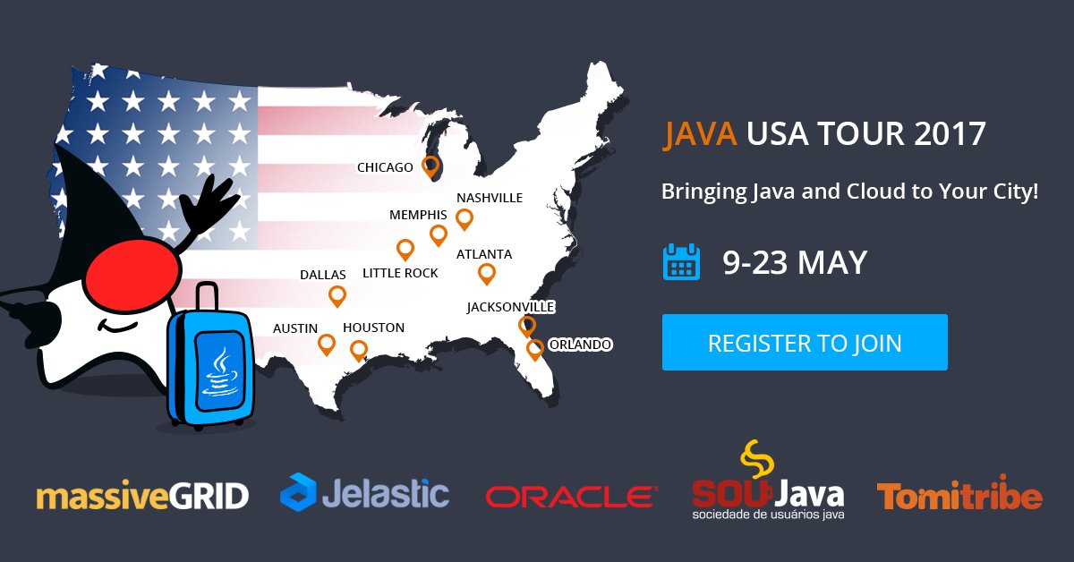 Jelastic's tweet photo. #JavaUSAtour in #Houston now, covering most important secrets of running #Java in the Cloud https://t.co/jeWl2PC9Ek @hjug @soujava https://t.co/VrLbC6l7m8