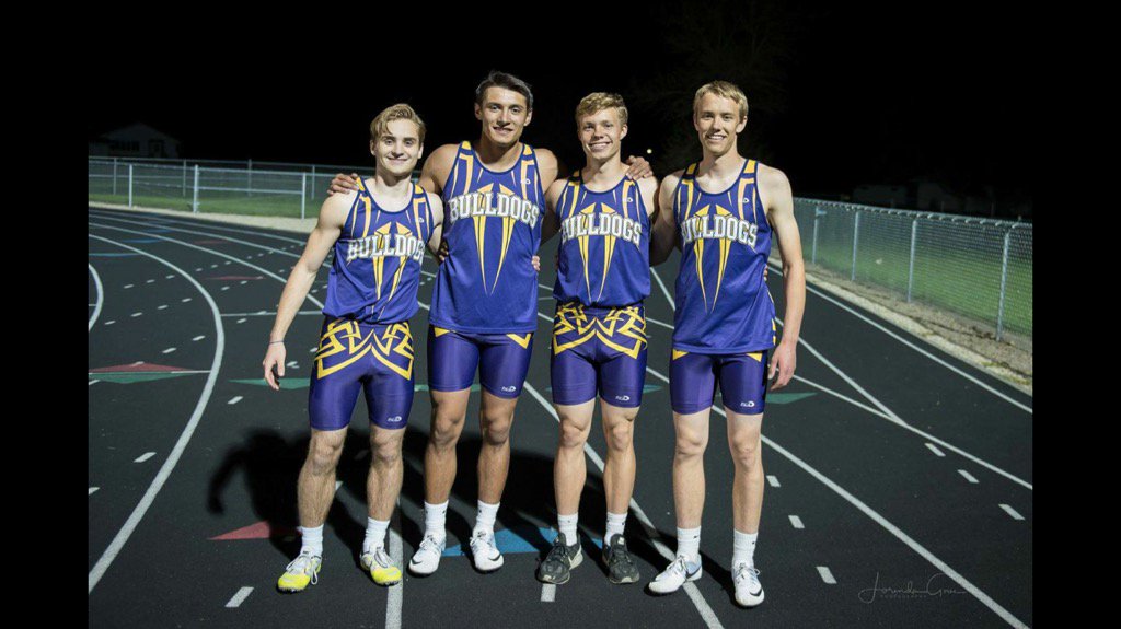 GroeSteve's tweet photo. 1st place 4x100 team!!  Off to the state meet! Proud of you Luke, Grant, Slade and Parker.  Go have some fun! https://t.co/OrPcqlJIY8