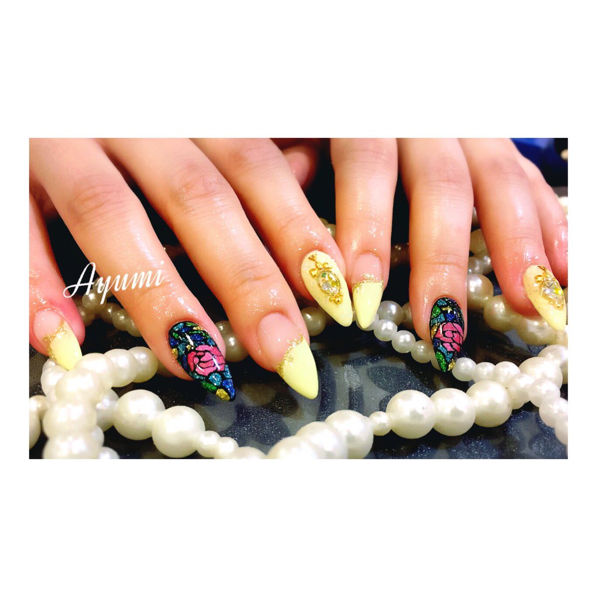 Nailsalon Clear 美女と野獣ネイル 可愛いぃ Nailsalonclear ネイル ネイルデザイン ネイルアート ジェルネイル ネイルサロン ジェルアート ネイルアート 痛ネイル 美女と野獣ネイル スカルプ デザスカ ロングスカルプ ステンドグラス 夏