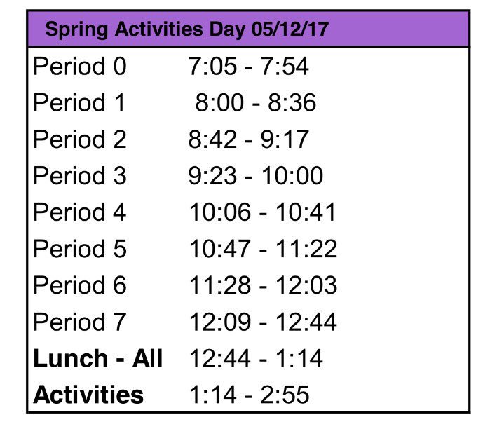 Here's the schedule for today!