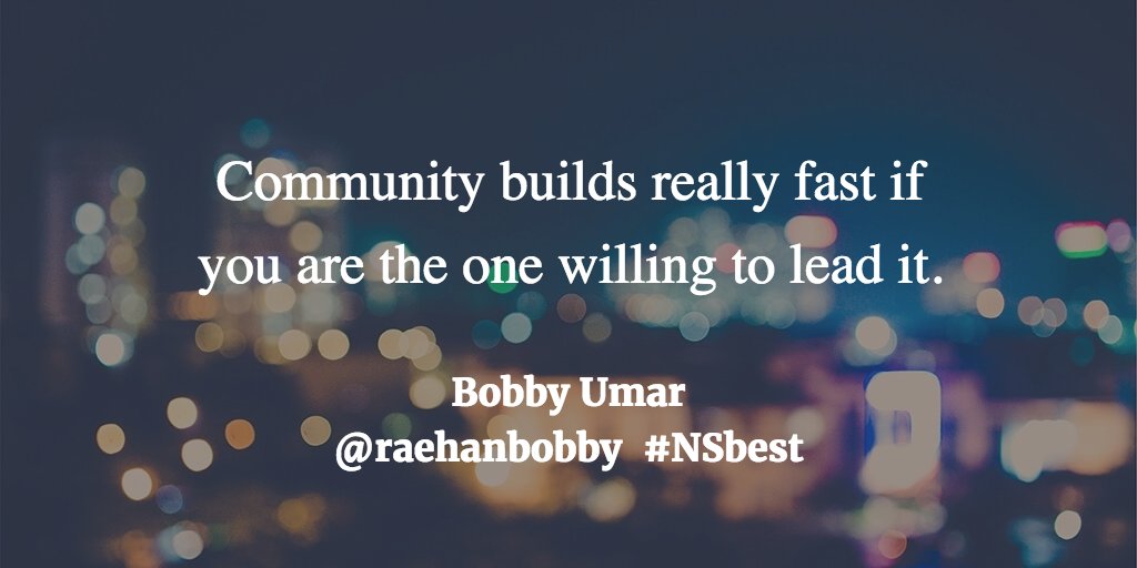 izzydoesizzy's tweet photo. "Community builds really fast if you are the one willing to lead it." 
via @raehanbobby #NSbest #community https://t.co/2RJOvkPccj