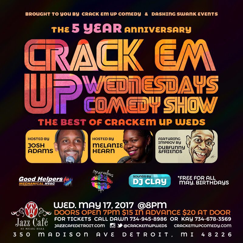 CrackEmUpWeds's tweet photo. @JazzCafeDetroit Wednesday night #crackemupcomedy https://t.co/wALPhzcZHU