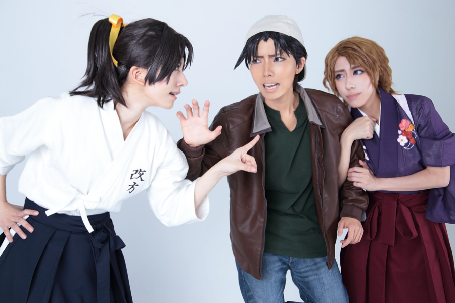 O_yasai_'s tweet photo. 【コス/から紅】

「平次から手ぇ離し！」「離すんは、そっち違います？」

平次:シサイ
和葉:SHUN(@zaratoi) 
紅葉:Nanachi(@7chi_777)
photo by きのこ(@kinoko_noko0512) https://t.co/ogCsijJ8al
