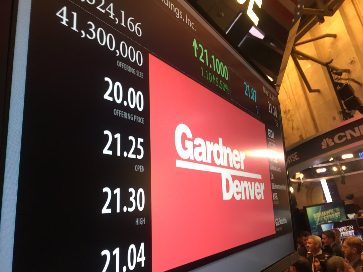 Gardner Denver is officially open at $21.25 (NYSE: $GDI)