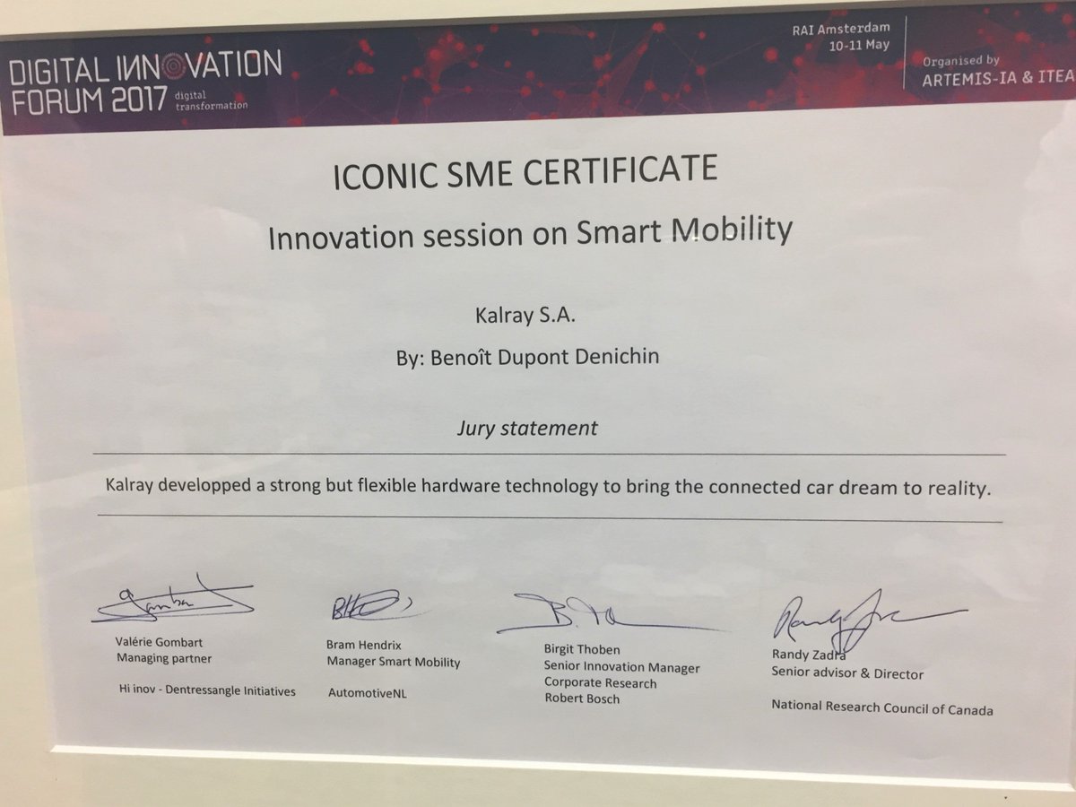 <a href="/Kalrayinc/">Kalray</a> is proud of our CTO Benoît Dinechin for winning the iconic SME Certificate!! <a href="/DIF2017/">DIF</a> #MPPA #deeplearning #smartmobility