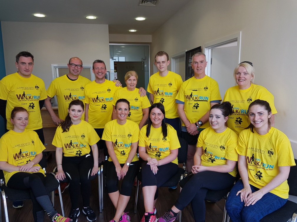 KRWLaw's tweet photo. Our running team are raring to go for the @LawSociety_NI Legal Walk in aid of @mariecurieuk. 
#RunDon'tWalk https://t.co/TODaoeubZ2