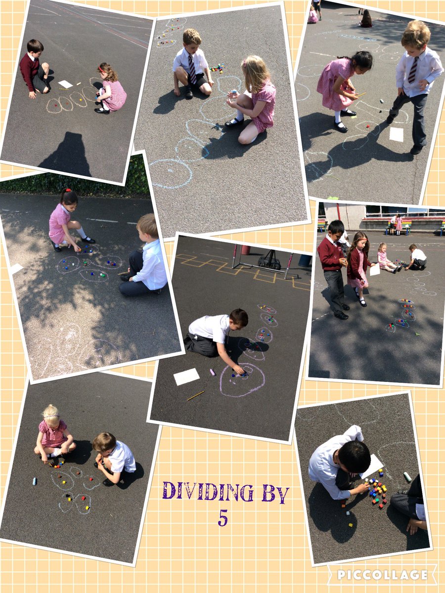 TyntesfieldLW's tweet photo. Here we are yesterday dividing by 5 in the lovely sun! #handsonactivelearning #visualmaths https://t.co/XMlLDCBygt