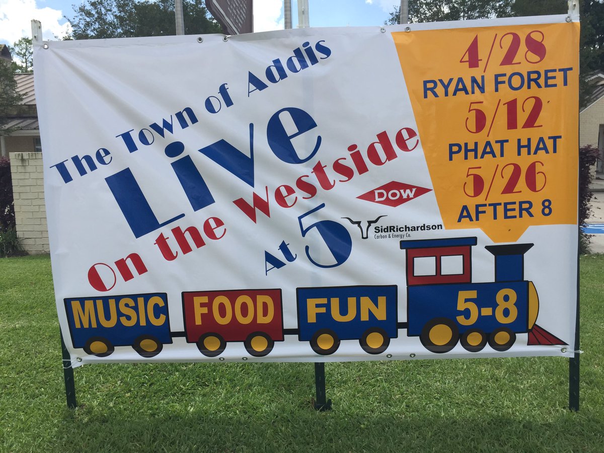 TownOfAddis's tweet photo. Phat Hat in the Park this afternoon, looks like the weather is going to cooperate!  #LiveAt5OnTheWestside #AddisProud https://t.co/KKxwri9DoW