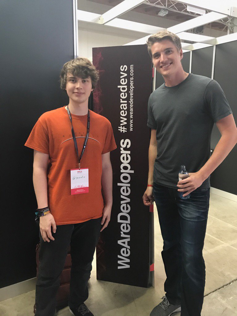 MissionEDUorg's tweet photo. It's @KrauseFx with @snoato at #WeAreDevs https://t.co/ITFKswD3s4