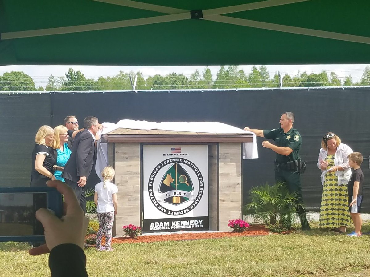 pascoschools's tweet photo. Abby Kennedy speaks at the dedication of the @pascosheriff forensic field facility named in honor of Adam Kennedy. https://t.co/PQRFOe5aZY