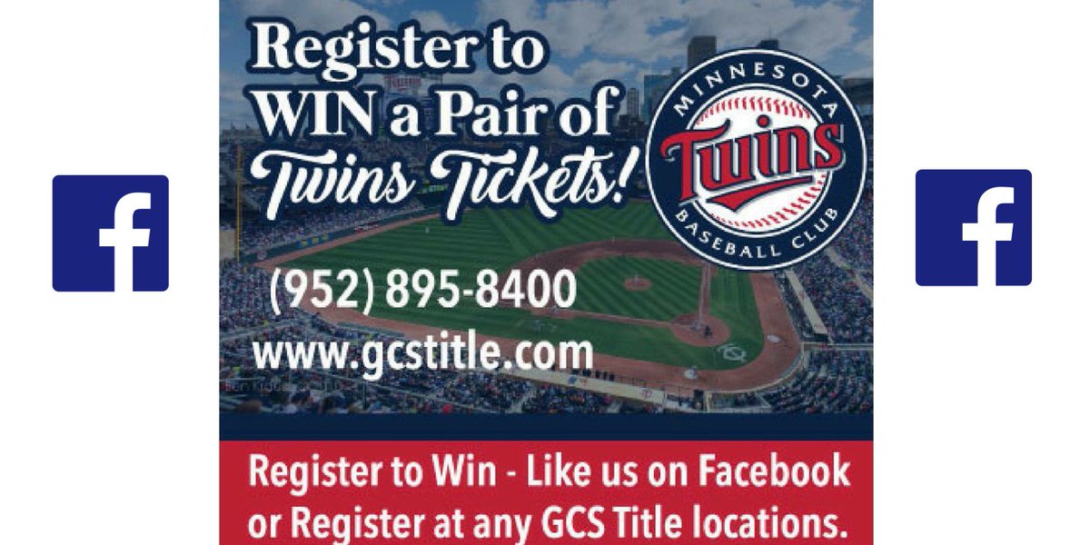 GCSTitle's tweet photo. Win #Minnesota #Twins tickets by liking our FB page! Interactive and fun for all home owners and homeowners-to-be #RealEstate #LocalMN https://t.co/wYvl3pdjNU