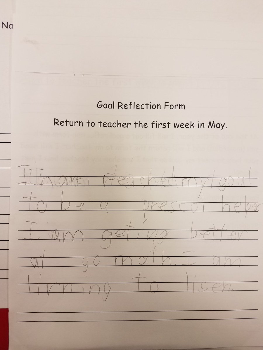 KC1stJungle's tweet photo. Student reflections on their 4th quarter goal. Amazing what first graders can and will do when you set high expectations. #KatEdChat https://t.co/vmtfeHLVPj