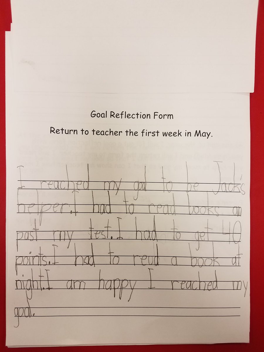 KC1stJungle's tweet photo. Student reflections on their 4th quarter goal. Amazing what first graders can and will do when you set high expectations. #KatEdChat https://t.co/vmtfeHLVPj