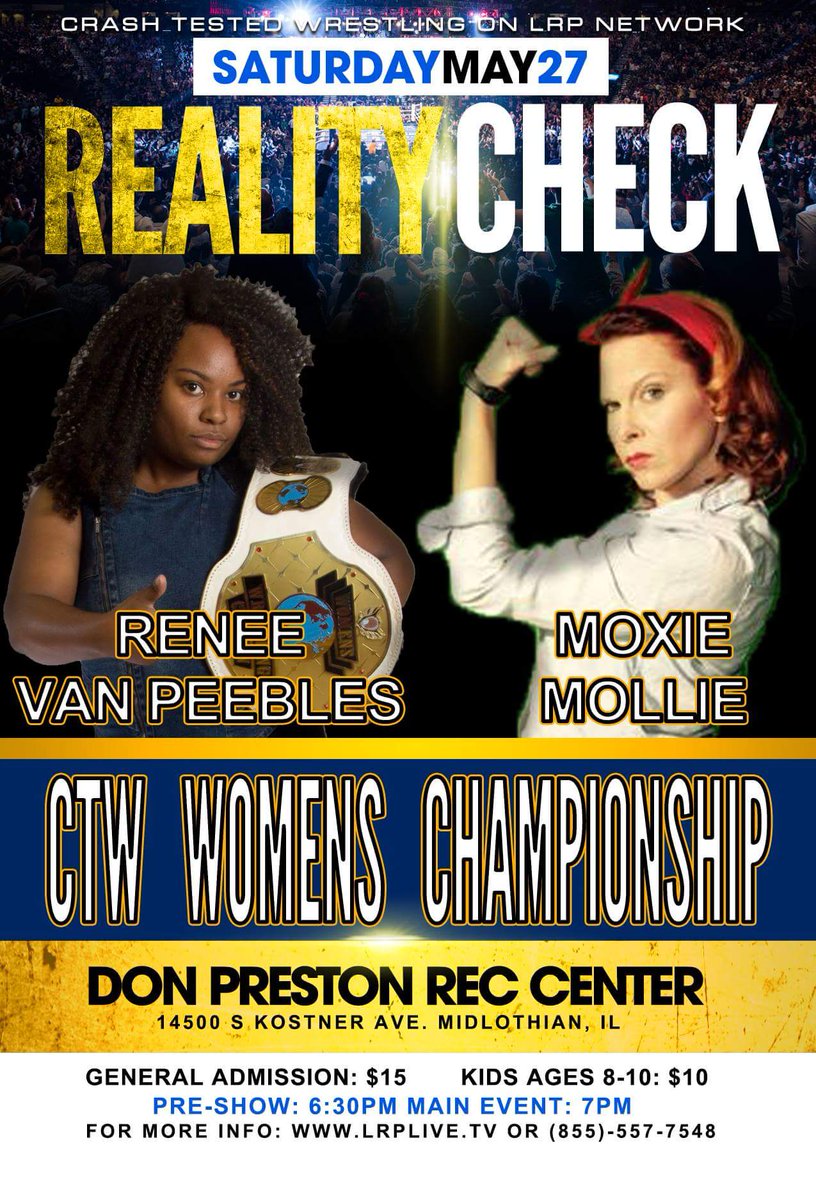 IAmTheSwink's tweet photo. Three huge title matches plus the debut of @Waylon_Beck. @ctw_ent on @LRPLIVE Saturday May 27th in Midlothian watch it LIVE for $4.99. https://t.co/LvYXWY5a3j