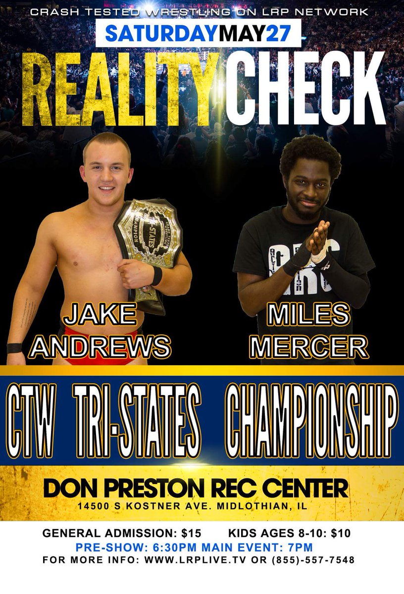 IAmTheSwink's tweet photo. Three huge title matches plus the debut of @Waylon_Beck. @ctw_ent on @LRPLIVE Saturday May 27th in Midlothian watch it LIVE for $4.99. https://t.co/LvYXWY5a3j