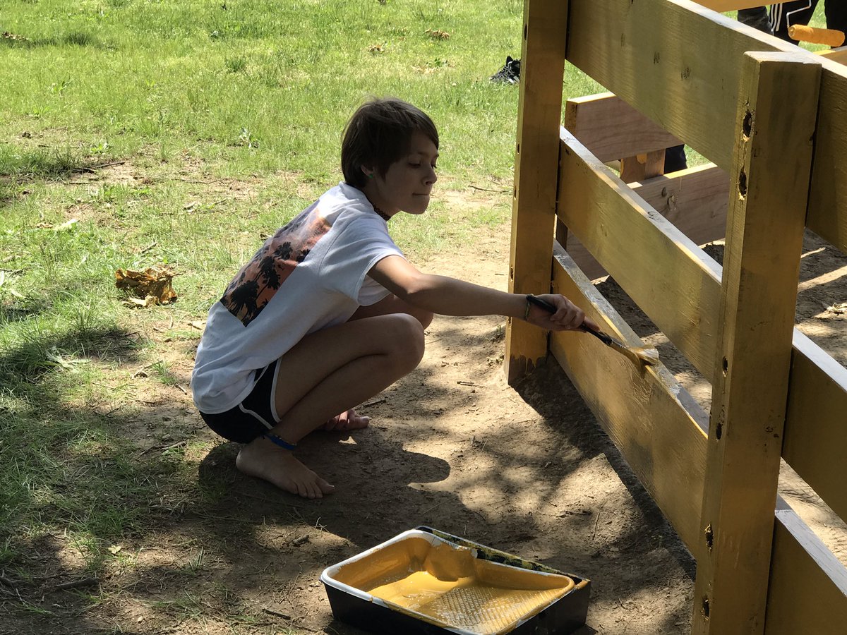 scribsmith's tweet photo. Painting the new Gaga pit. #afftonserves https://t.co/F6Dn2IFPkC