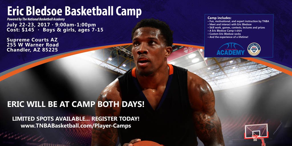 tNBA USA (@tnba_usa) on Twitter photo @SixthManSuns we are running a basketball camp with <a href="/EBled2/">Eric Bledsoe</a> (July 22-23), would love for you to send it to your followers! DM us for details @SixthManSuns we are running a basketball camp with <a href="/EBled2/">Eric Bledsoe</a> (July 22-23), would love for you to send it to your followers! DM us for details