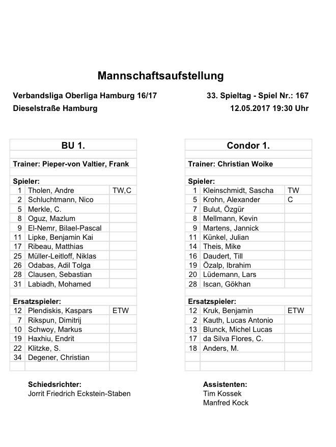 HSVBU's tweet photo. Noch 10 Minuten bis zum Anpfiff. Hier die Mannschaftsaufstellungen. 

// BU vs. @SC_Condor https://t.co/BAMxaQxb6v