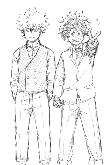 改めて描いた!けど色ついてないとデクくんただの制服にしか見えない 