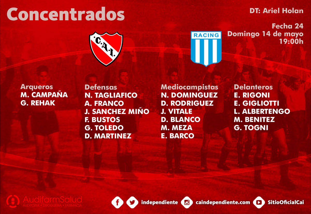 Convocados ante racing