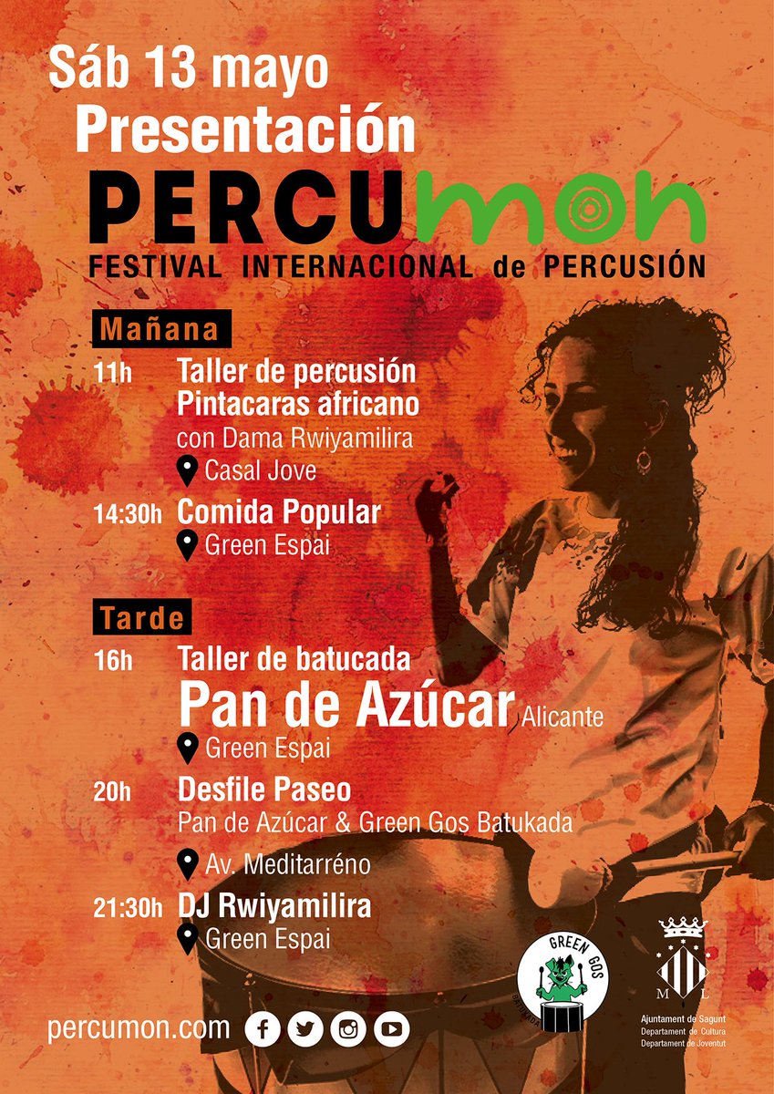 percumon's tweet photo. ¡Ven mañana sábado 13 de mayo a conocer Percumon al Puerto de Sagunto! FIESTA DE PRESENTACIÓN ☀ https://t.co/I6dPu8xeu5 #Percumon2017 https://t.co/1Hm9vfLzje