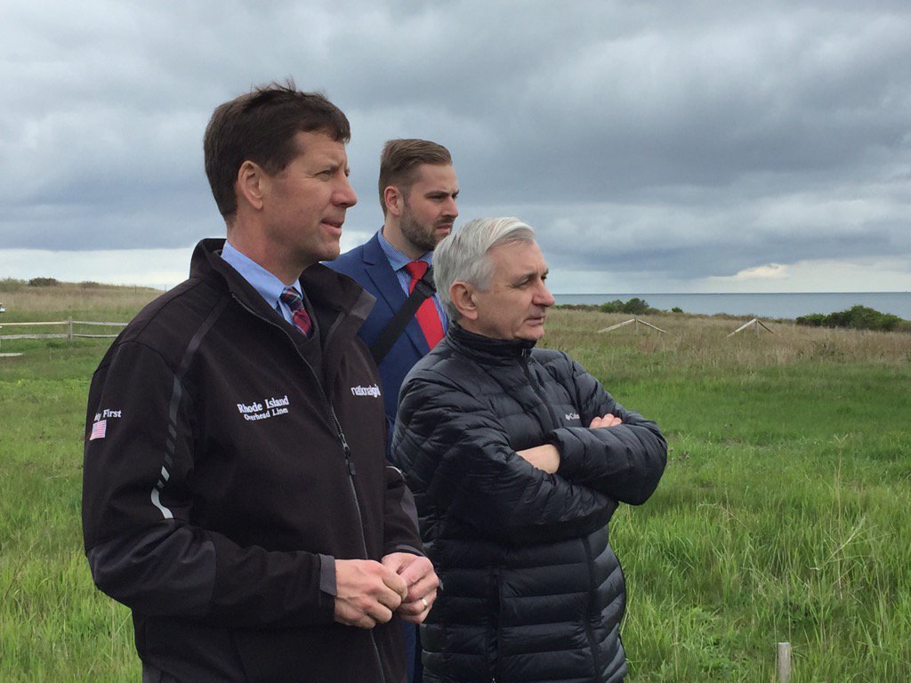 DavidGravesNG's tweet photo. .@nationalgridus RI President Tim Horan and @SenJackReed at utility pole removal today at Sachuest Wildlife Refuge https://t.co/QqTPg8A8C6